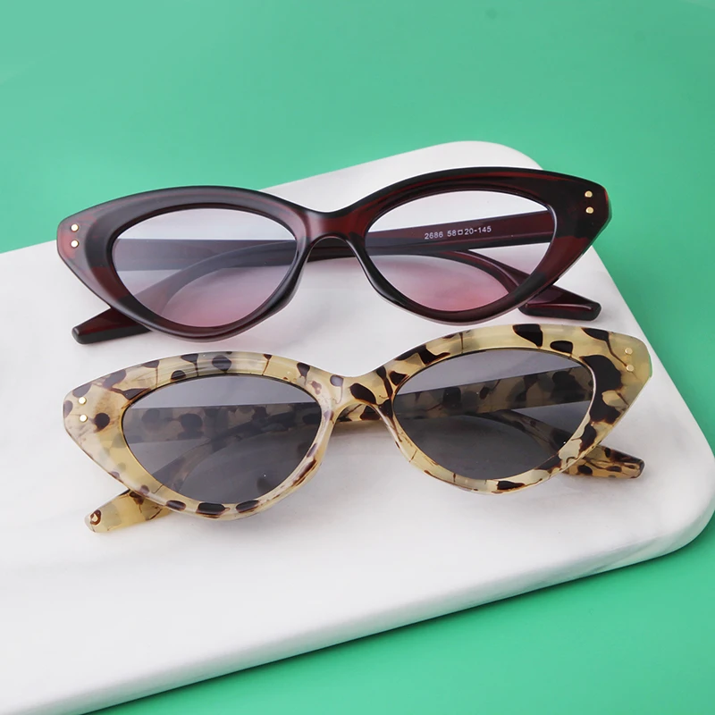 Retro Brown Green Cat Eye Sunglasses Women Brand Design Vintage Cateye Sun Glasses Men Shades Sunglass UV400 Protection Oculos