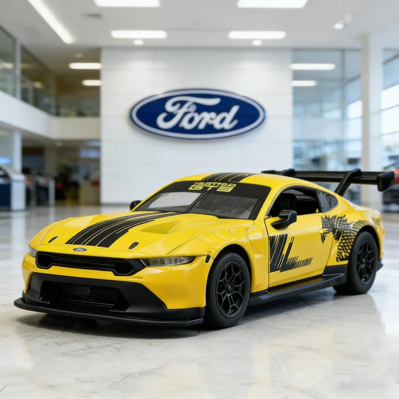 

1:42 Ford Mustang GT3 2024, легкосплавный автомобиль, литье под давлением и игрушечный транспорт, модель автомобиля, миниатюрная масштабная модель автомобиля для детей
