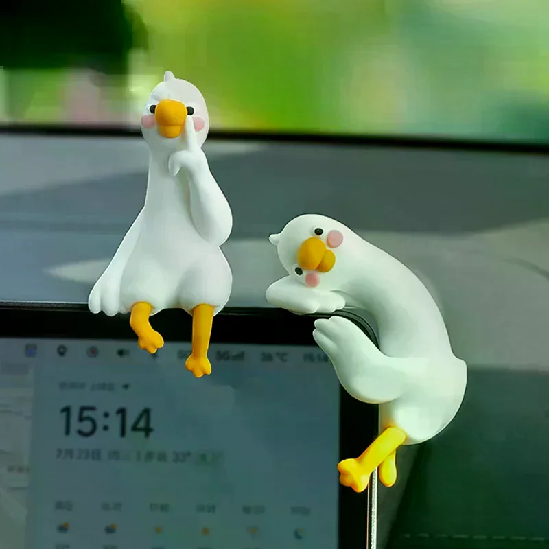 Cartoon Animal Decor For Desk Car Dashboard TV Monitor Gift Idea Cute 3D Duck Figurine Mini Resin Duck Ornament Playful Resin