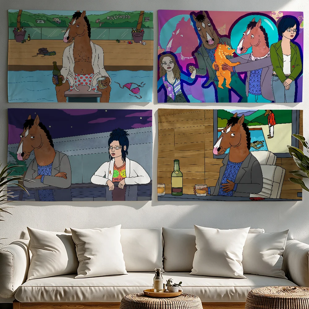 BoJack H-Horseman flag Tapestries Outdoor Parties Bedrooms Living Rooms Dorm Rooms Wall Decor Banners Gifts