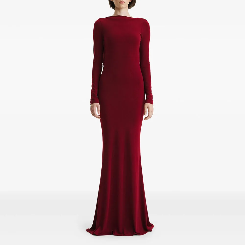 

Модное вечернее платье с вырезом лодочкой и длинными рукавами, платья русалки для выпускного вечера длиной до пола, плиссированное платье Jeresey для свадебного гостя по индивидуальному заказу 2025