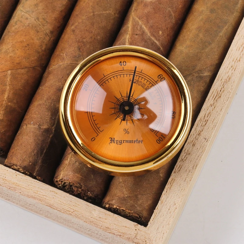 Cigar Hygrometer Cigar Humidifier Precision Round Hygrometer for Tobacco Moisturizing Increased Humidity for Cigar Box