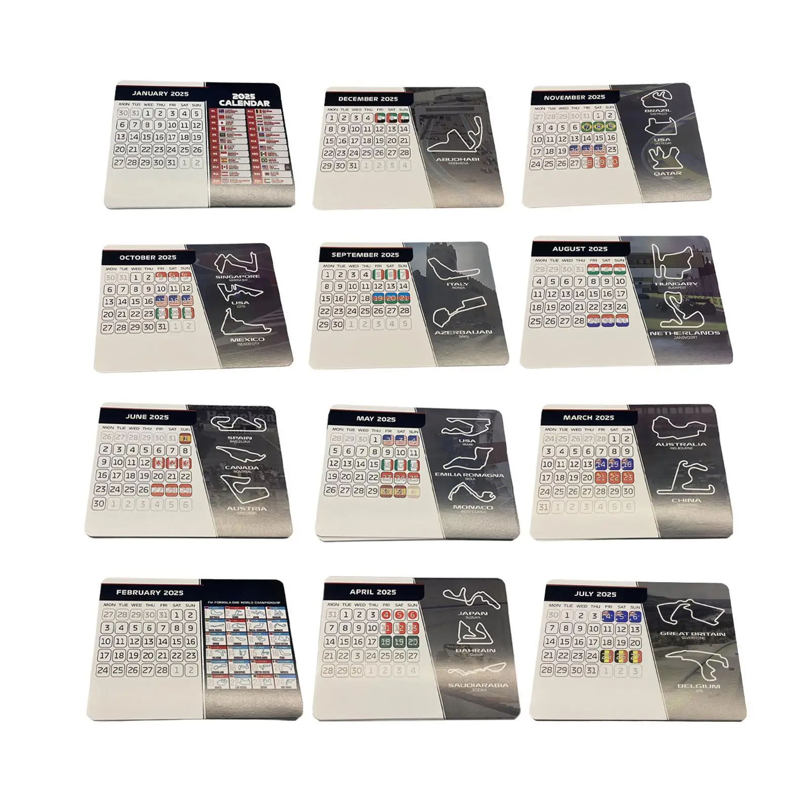 Formula Calendar 2025 Paper Easy Use Memorabilia Decorative Lightweight Desktop