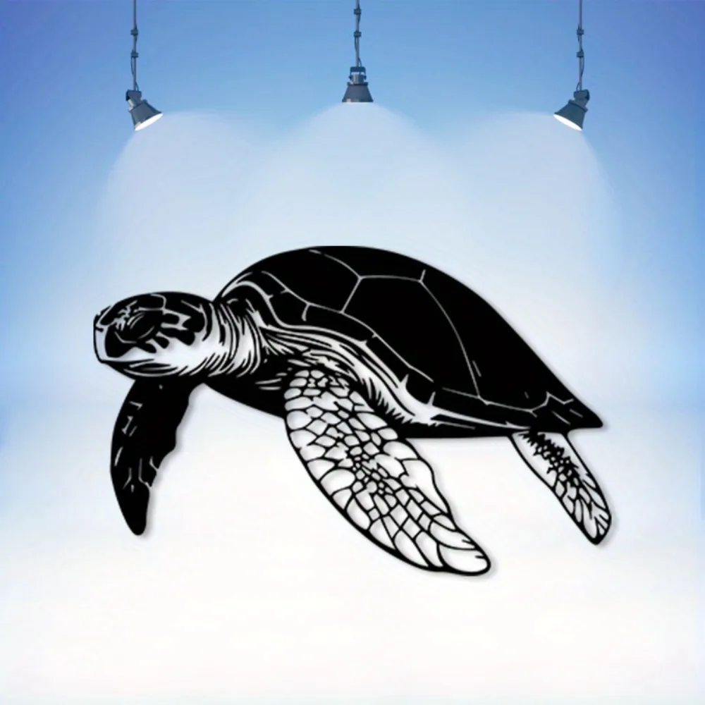 CIFBUY Vintage Sea Turtle Metal Wall Art, Weather Resistant Iron Ocean Statue Mural, Sturdy Indoor Outdoor Decor for Patio