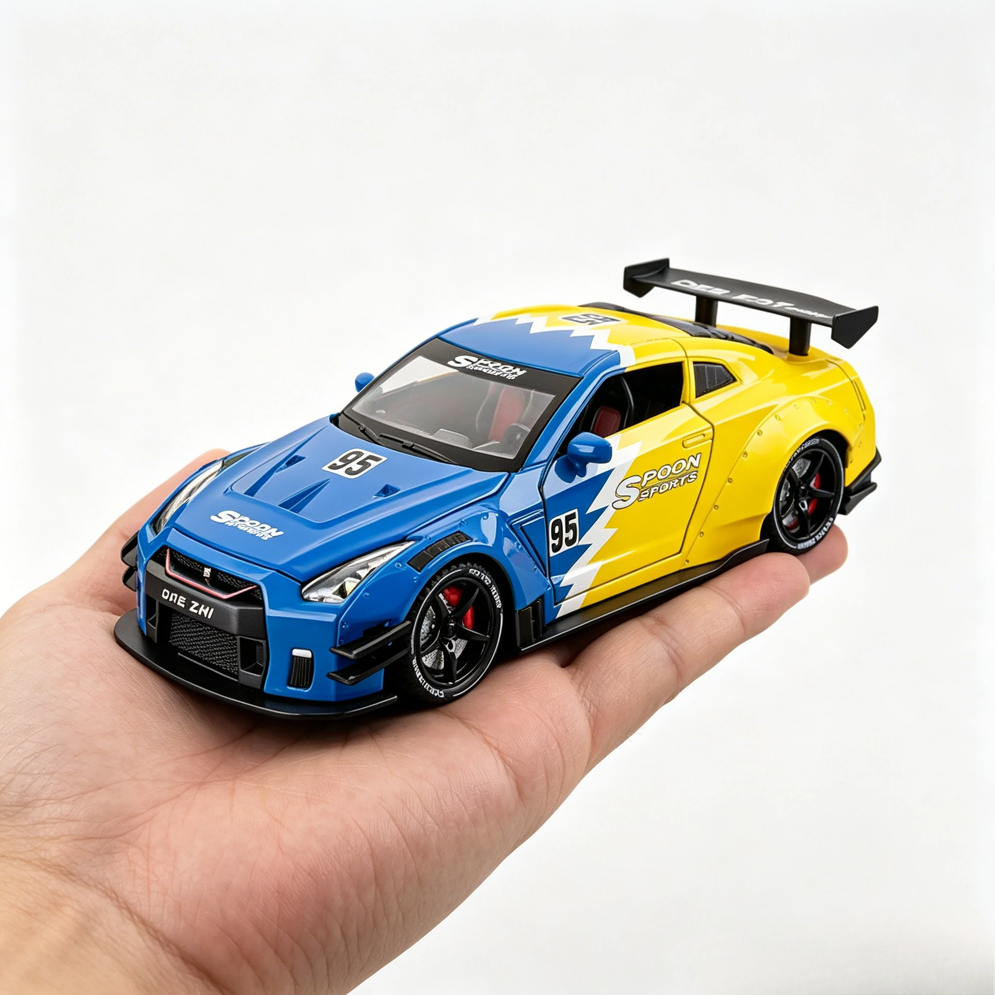 

1:24 Scale GTR R34 Racing Car Model Toy Alloy Die-cast Doors Opened Pull Back Sports Cars Models Sound Light Gifts for Chid