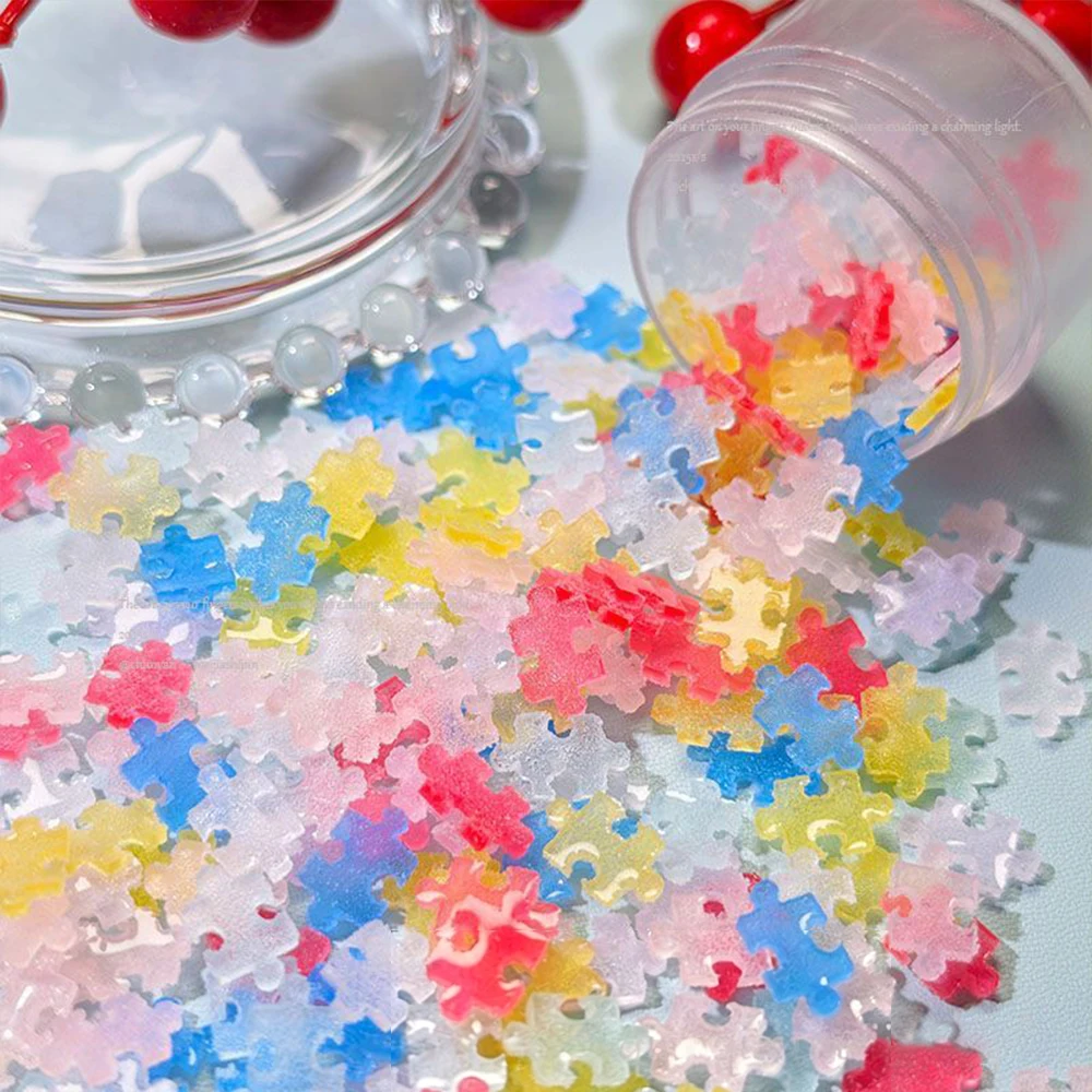 Mini Puzzle Resin DIY Charms 50/100Pcs, Multi-use Decor for Nails, Slime, Scrapbook, Hairpin & Cream Glue Brooch Making