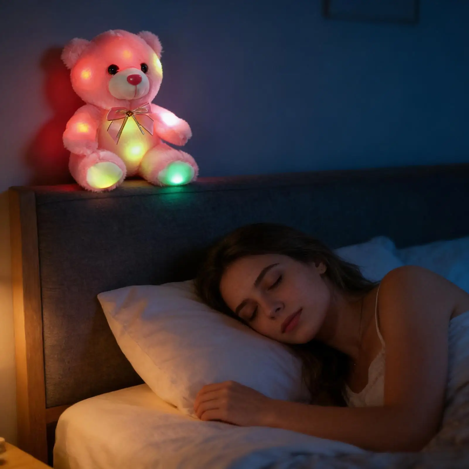 Beer Pluche LED Light-Up Leuke Slaapkamer Decor Leuke Gevulde Beer Speelgoed Voor Kinderen Voor Jongens Meisjes Familie Metgezel Reizen Camping