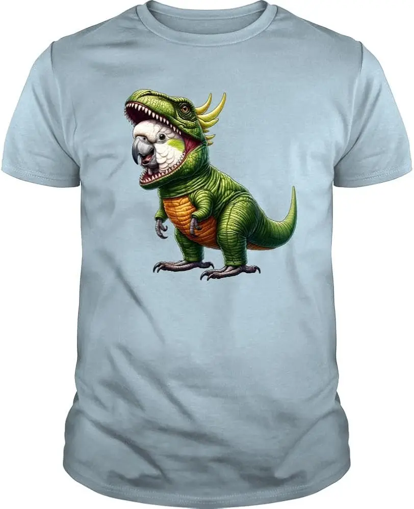 Cockatoo Parrot Wearing Dinosaur Outfit Funny Bird Lover  Anime Graphic T-shirtsY2K tops Unisex Summer Short Sleeve