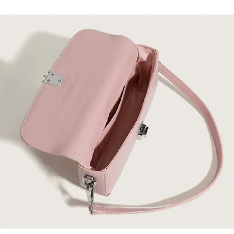 Koreańska moda słodka torby na ramię z PU 2024 nowa popularna biurowa damska Crossbody prosta solidna torba pod pachę Bolsa