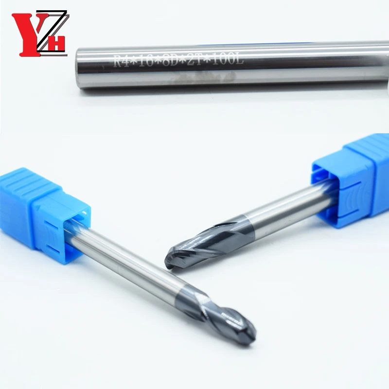 YZH сферическая концевая фреза с ЧПУ с покрытием HRC45/50/65/70 для нержавеющей стали R0.5 R1 R2 R3 R4 R5 R6 R7 R8 R9 R10