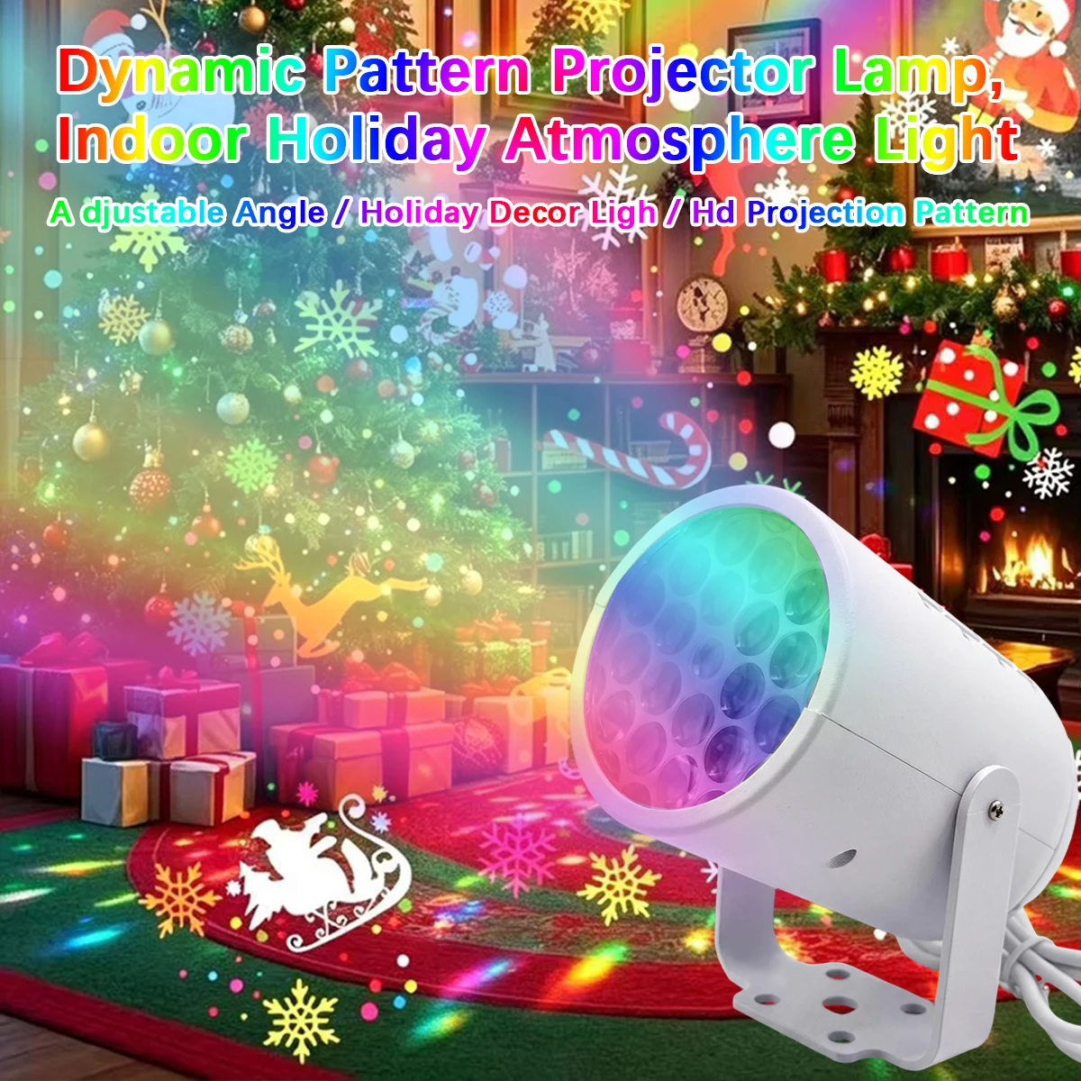 1PC Dual Theme LED Ambient Lamp USB Rotating Projection Light Christmas & Ocean Theme Mountable for Home Party Room Decor