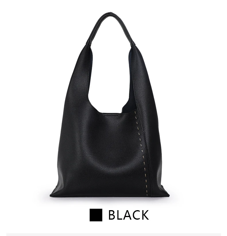 Weiche Litchi-Textur Echtleder Damen Hobo-Tasche Große Kapazität Innentasche Schulter-Tragetasche für Einkaufen Büro Täglichen Gebrauch – Detail 5