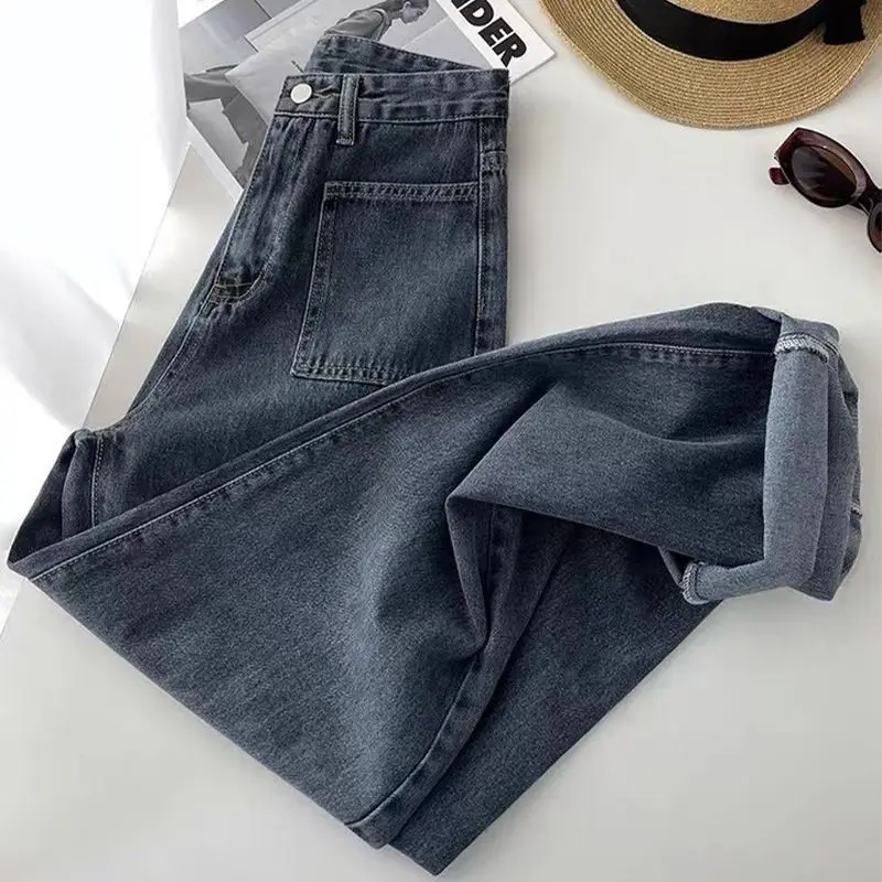 American style men and women trendy street style straight leg retro jeans spring and autumn retro washed loose leg casual pants