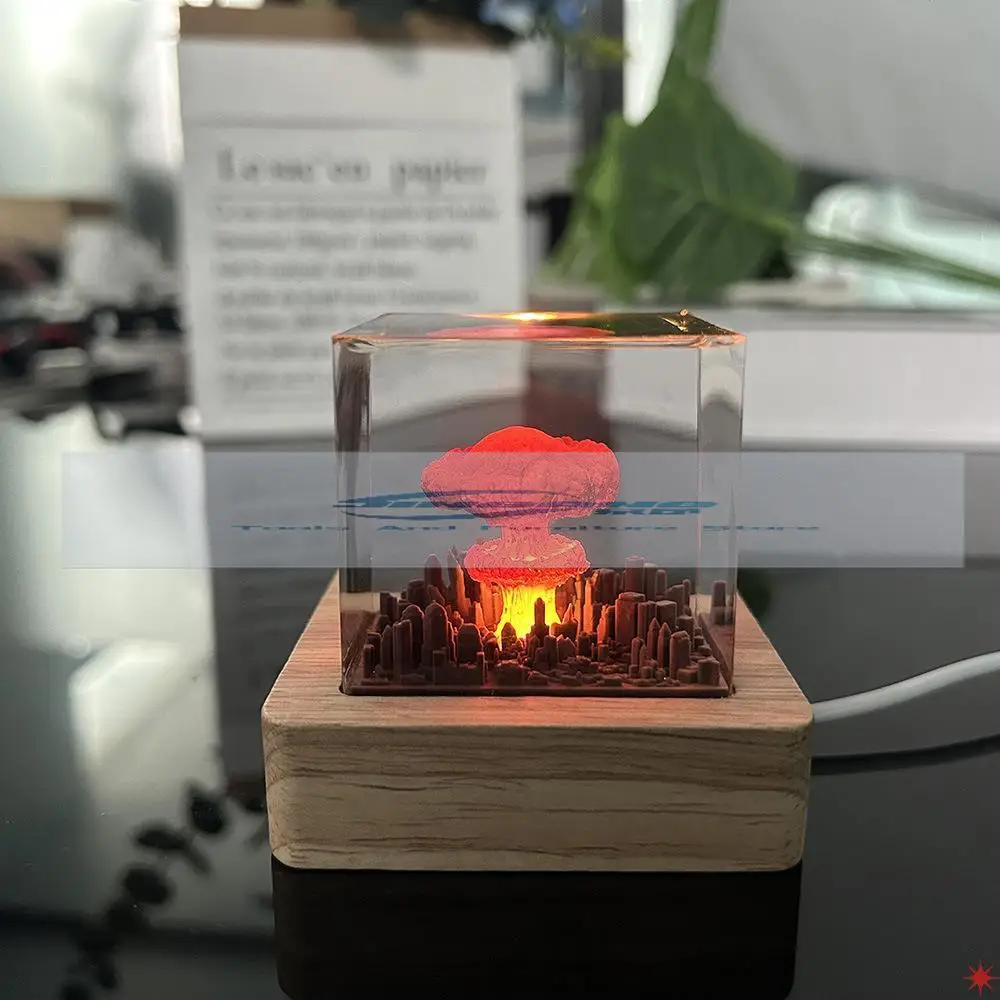 هيروشيما الحب ضوء الليل اليدوية الراتنج الذرية قنبلة الهيدروجين قنبلة انفجار الفطر سحابة زخرفة هدية حلية