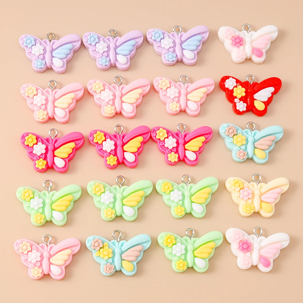 

Leslie 10Pcs Resin Funny Butterfly Charms for DIY Cute Drop Earrings Bracelet Jewelry Keychain Pendants Handmade Craft