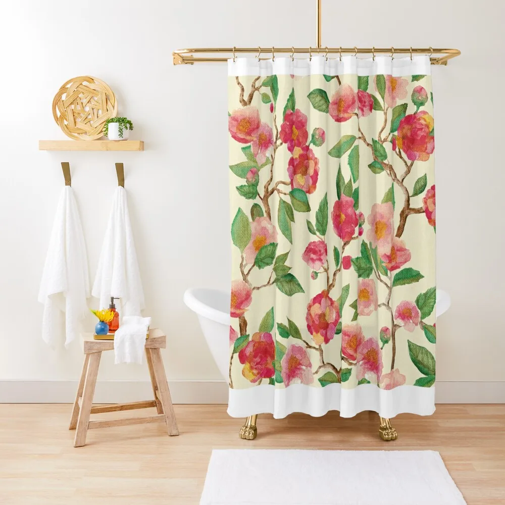 

Camellia Japonica Shower Curtain Waterproof Fabric Bathroom In The Bathroom Bathroom And Shower For The Curtain