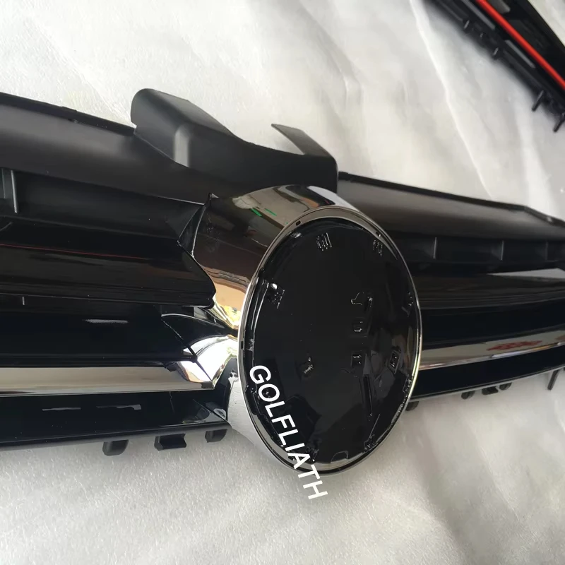 شبكة مركزية أمامية ABS باللون الأسود والأحمر لسيارة VW Golf MK7/Golf 7/GTI/R غطاء المبرد ترقية خارجية للشواية العلوية #5