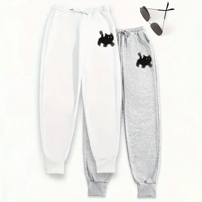 ชุดเซ็ท 2 ชิ้น เสื้อผ้าผู้หญิงลายแมวน่ารัก กางเกงจ็อกเกอร์สีพื้น กางเกงลำลองใส่สบายสำหรับฤดูใบไม้ร่วงและฤดูหนาว แฟชั่นสปอร์ต กางเกงขายาว 2 แพ็ค