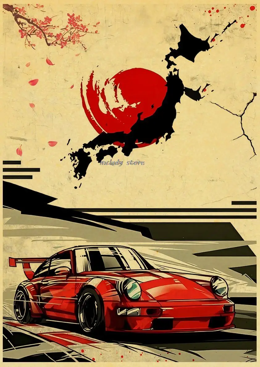 Nissan Skyline JDM Auto Kraft Paper Japan Racing Classic Home Décor Life Poster Vintage High Quality Printing