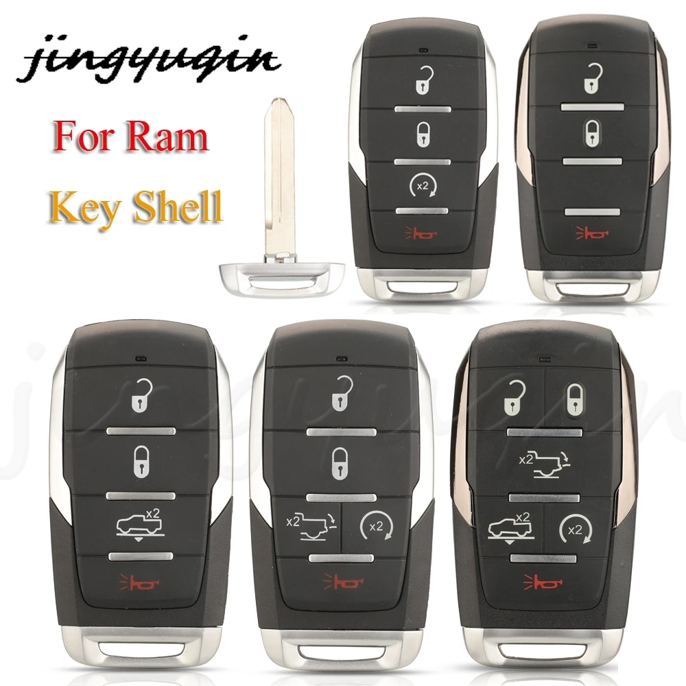 

jingyuqin OHT-4882056 3/4/5/6 Buttons Smart Prox Remote Car Key Shell Case For Ram 1500 Pickup 2019 2020 2021