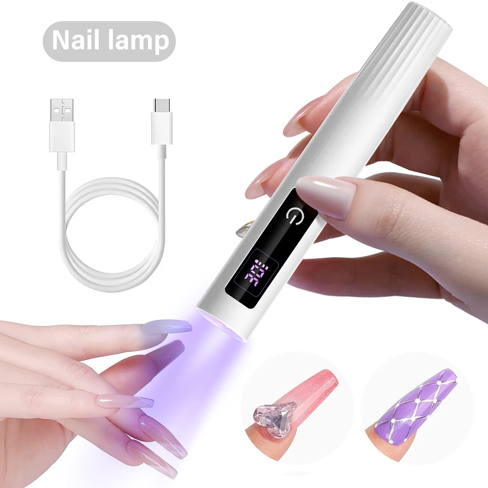 แสงยูวีสำหรับเล็บเจล โคมไฟยูวีขนาดเล็กสำหรับเล็บ ไฟ LED ระดับมืออาชีพสำหรับการอบเจลขัดเงา 2 โหมดตั้งเวลาสำหรับทำเล็บเองที่บ้านหรือร้านเสริมสวย