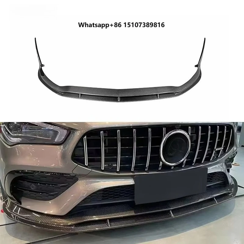 Paktechz Dry Carbon Fiber Body Kit Front Lip Spoiler for CLA35 CLA200 CLA260 W118 C118