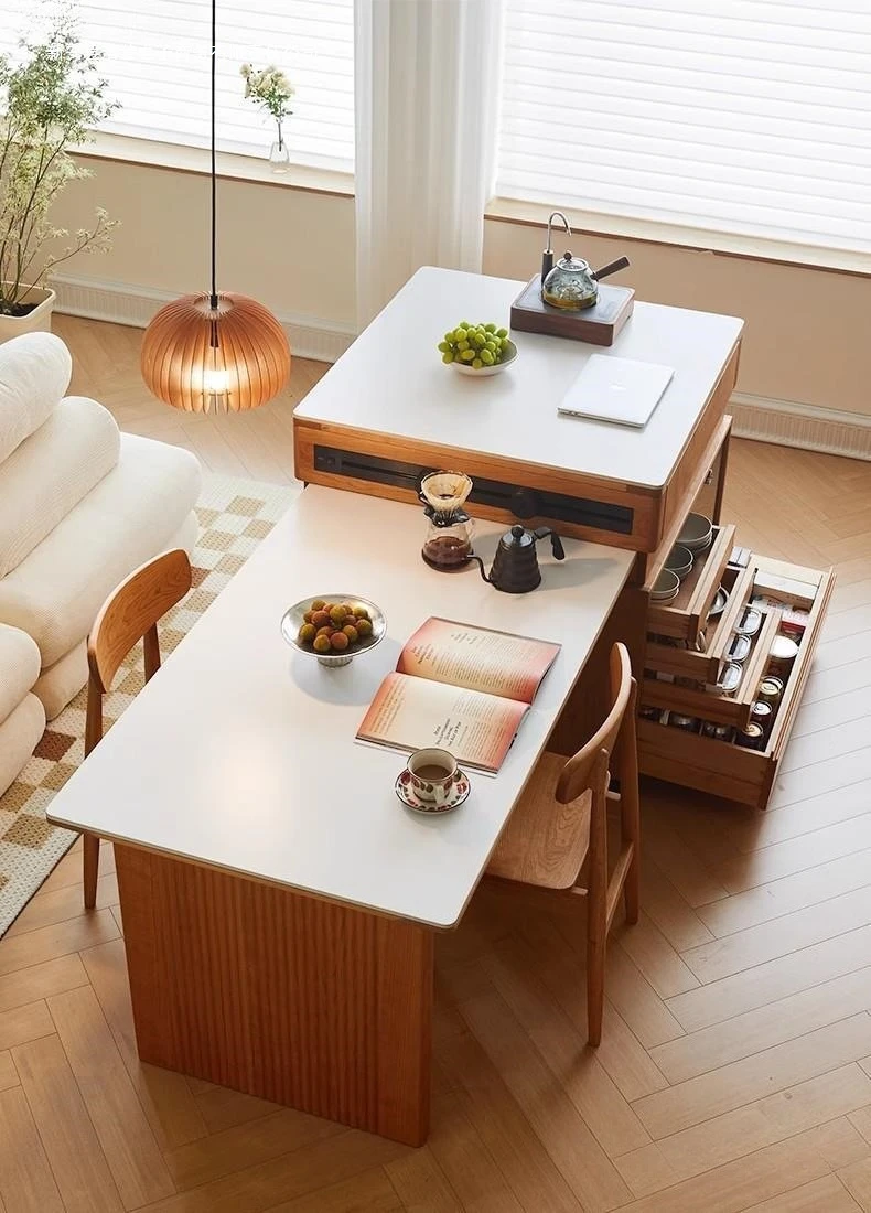 

Nordic, simple, island, dining table, integrated household, small apartment, cherry wood