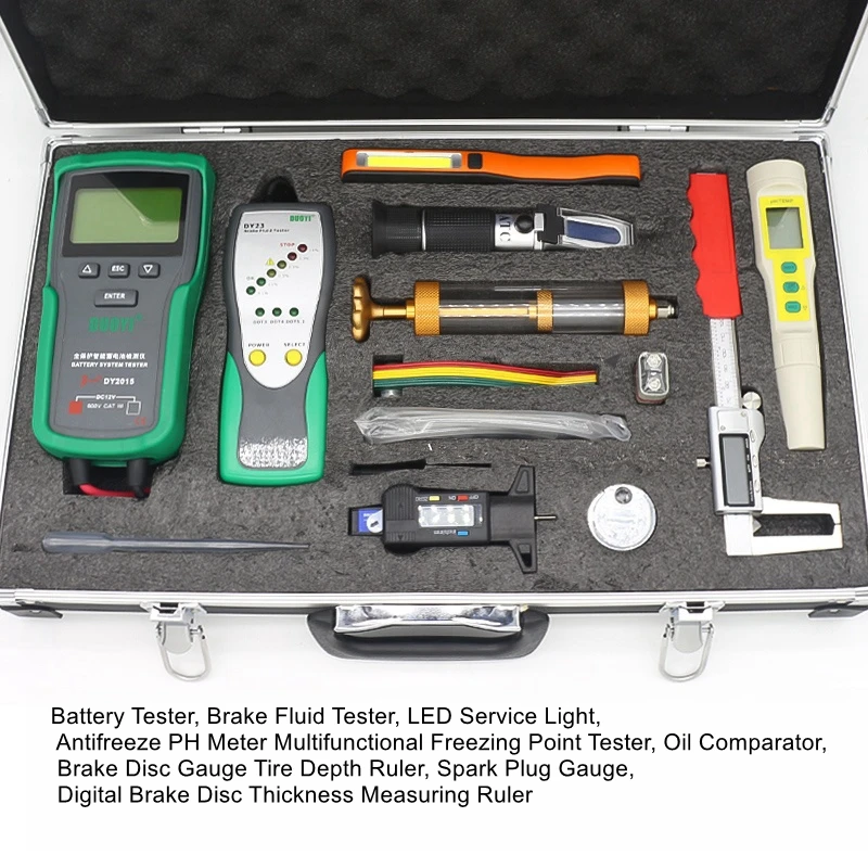 Auto repair and maintenance inspection tool kit brake fluid tire tread gauge fault checking fine maintenance battery measurement