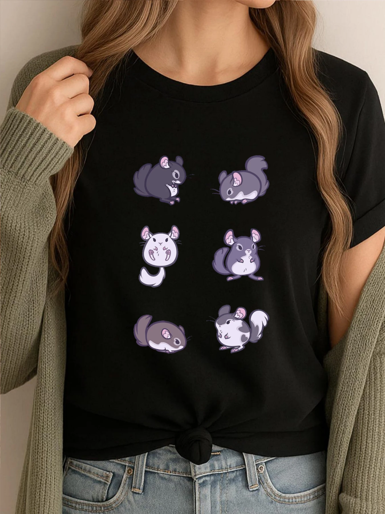 

Newest Graphic Tees Chinchillas Plain T Shirts Wholesale Camiseta Masculina Casual Funny Tees Women Clothes