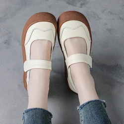Nowe płaskie buty ze skóry bydlęcej dla kobiet wygodne mieszkania Mary Janes kobieta luksusowe markowe mokasyny damskie najwyższej jakości mokasyny