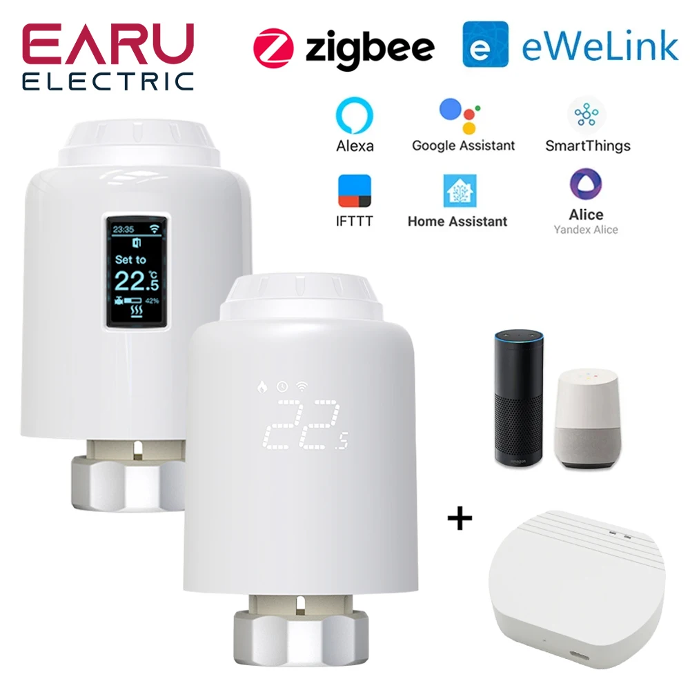 New eWeLink Smart ZigBee Thermostat Radiator TRV Programmable Actuator Heating Remote Temperature Controller Alexa Google Home