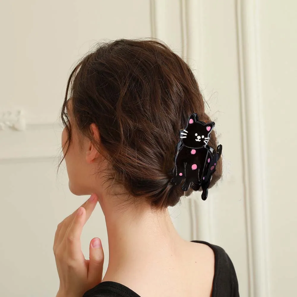 

School Sweet Acetate Cat Hair Claw Bow Cartoon Chick Shark Clip Acrylic Headdress Animal Hair Clip Daily