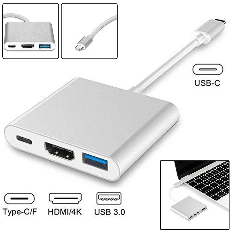 Кабель зарядный Type-C USB 3,1 «папа» на 4K HDMI-совместимый с USB 3,0 «мама»