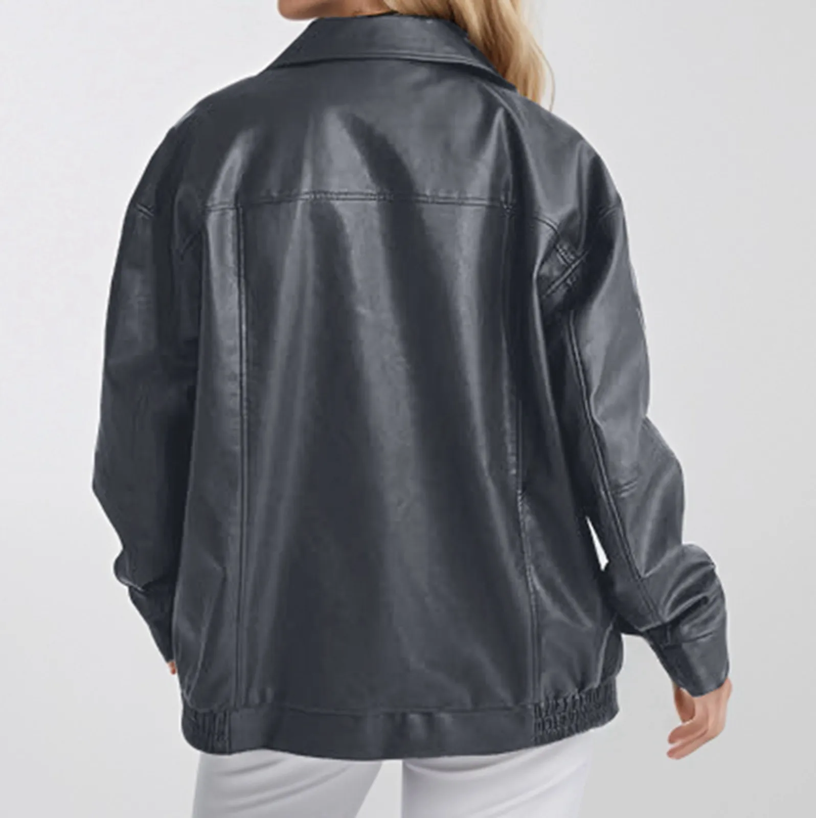 Blouson en cuir PU femme, vêtement d'extérieur, décontracté, avec fermeture éclair, à la mode