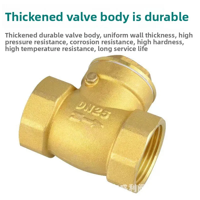 صمام فحص أفقي نحاسي صمام عداد المياه في اتجاه واحد غير قابل للإرجاع مع خيط داخلي DN25 1/2 بوصة لأنابيب المياه #6