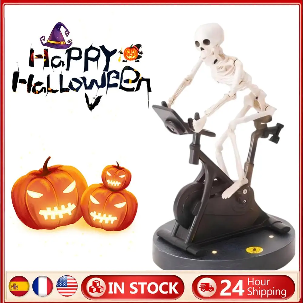 

Resin Skeleton Riding Bike Halloween Skeleton Decor Skeleton Riding An Exercise Bike Halloween Decorations