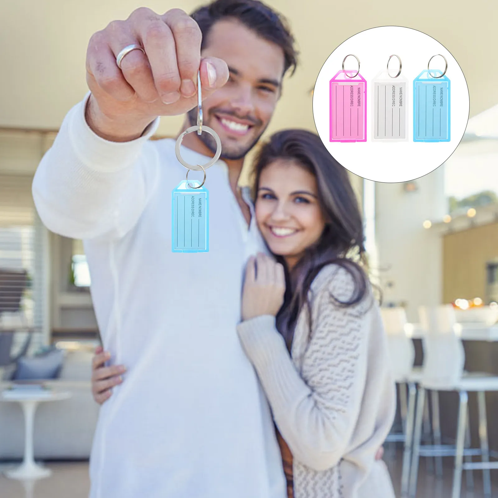 30Pcs Reusable Plastic Key Tags with Strong Split Ring for Keys Dog Collars Luggage Id Labels Portable Key Chain Accessories