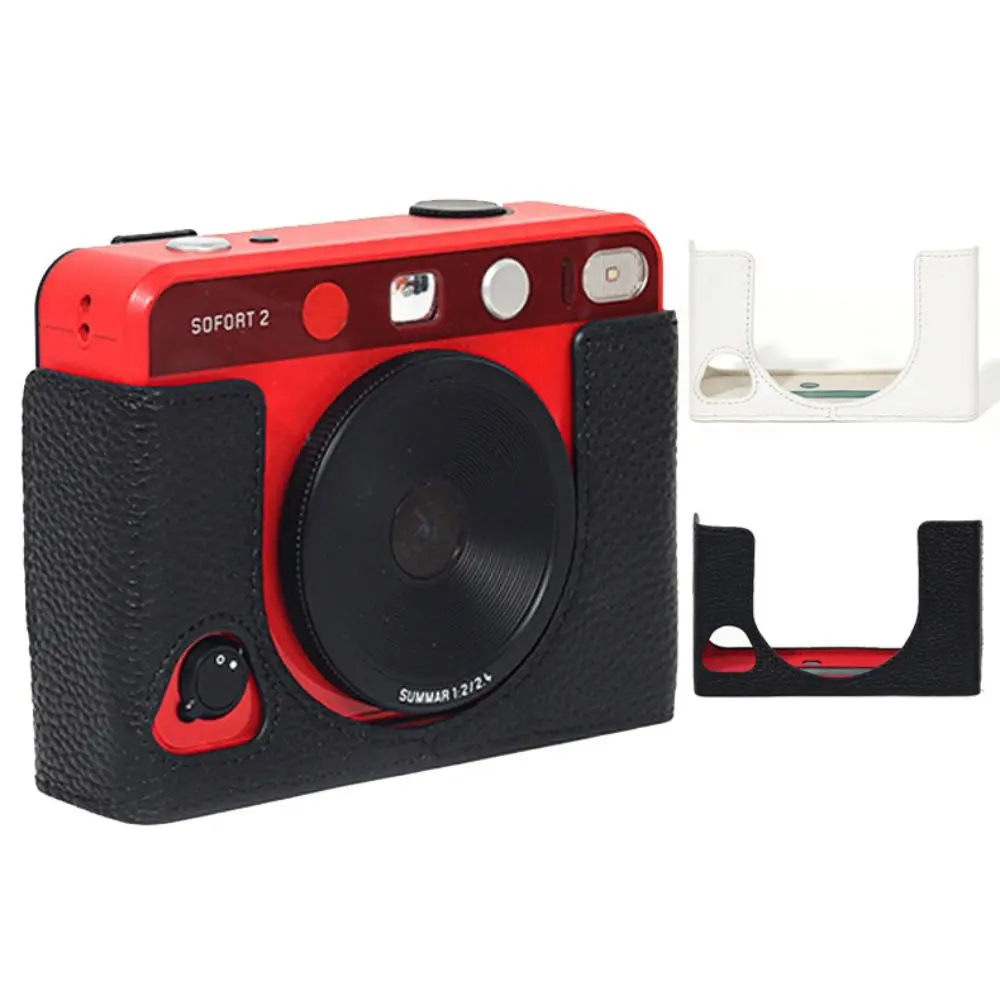 Genuine Leather Hybrid Instant Camera Case Anti Scratch Shockproof Protective Cover Durable Wear Resistant for Leica SOFORT 2