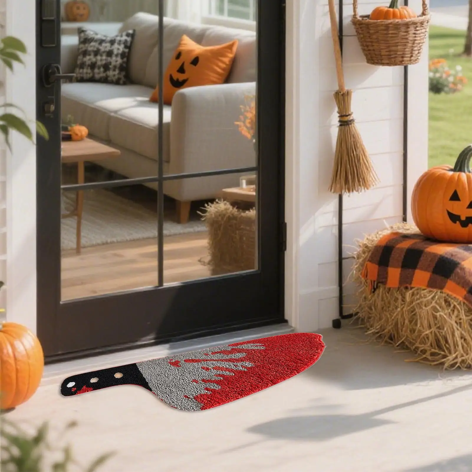 

Halloween Rugs Realistic Cutter Halloween Doormat Rug Creepy Holiday Carpet Throw Runner for Indoor Outdoor Entrance Room Door