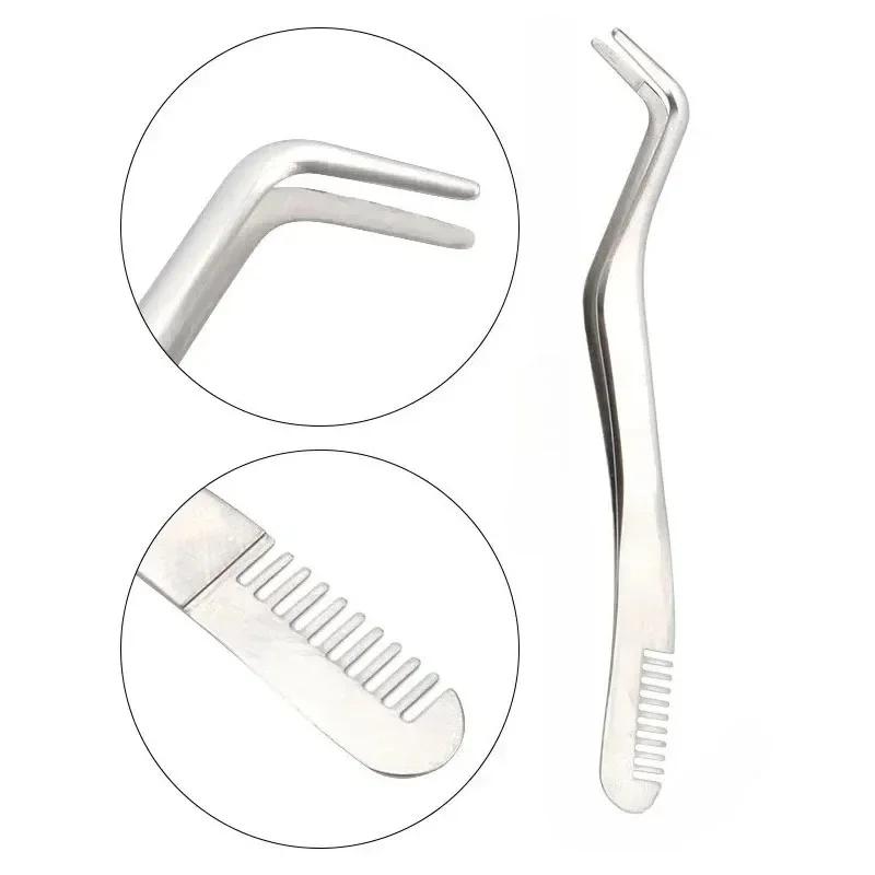 1/3Pcs Eyelash Comb Tweezers Anti-Static Stainless Non-Magnetic Steel Professional Volume 3D Lashes Extension Tools