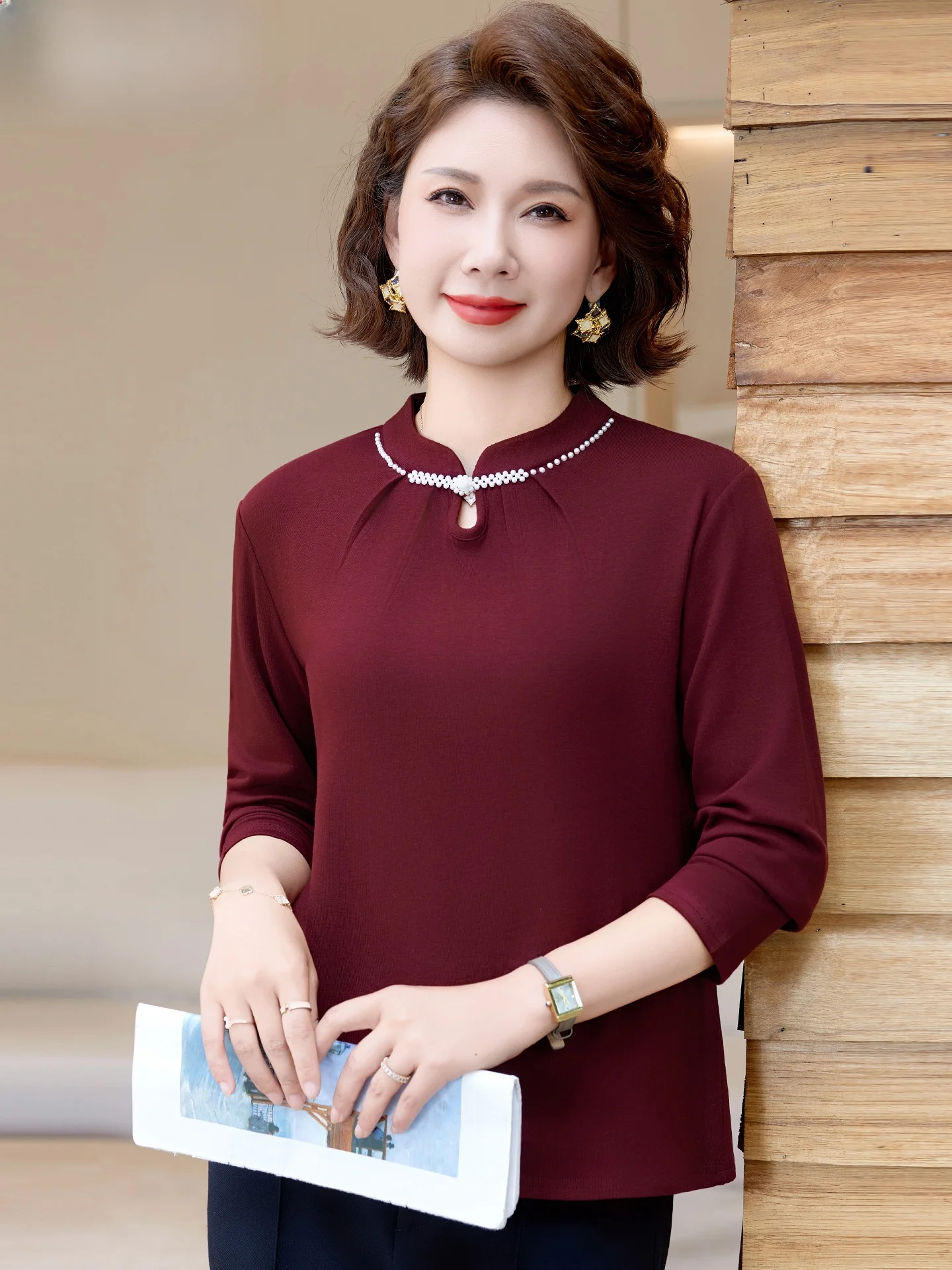 

Утепленная женская модная зимняя кофта прямого кроя для среднего возраста, теплая, из полиэфирного волокна, повседневная одежда