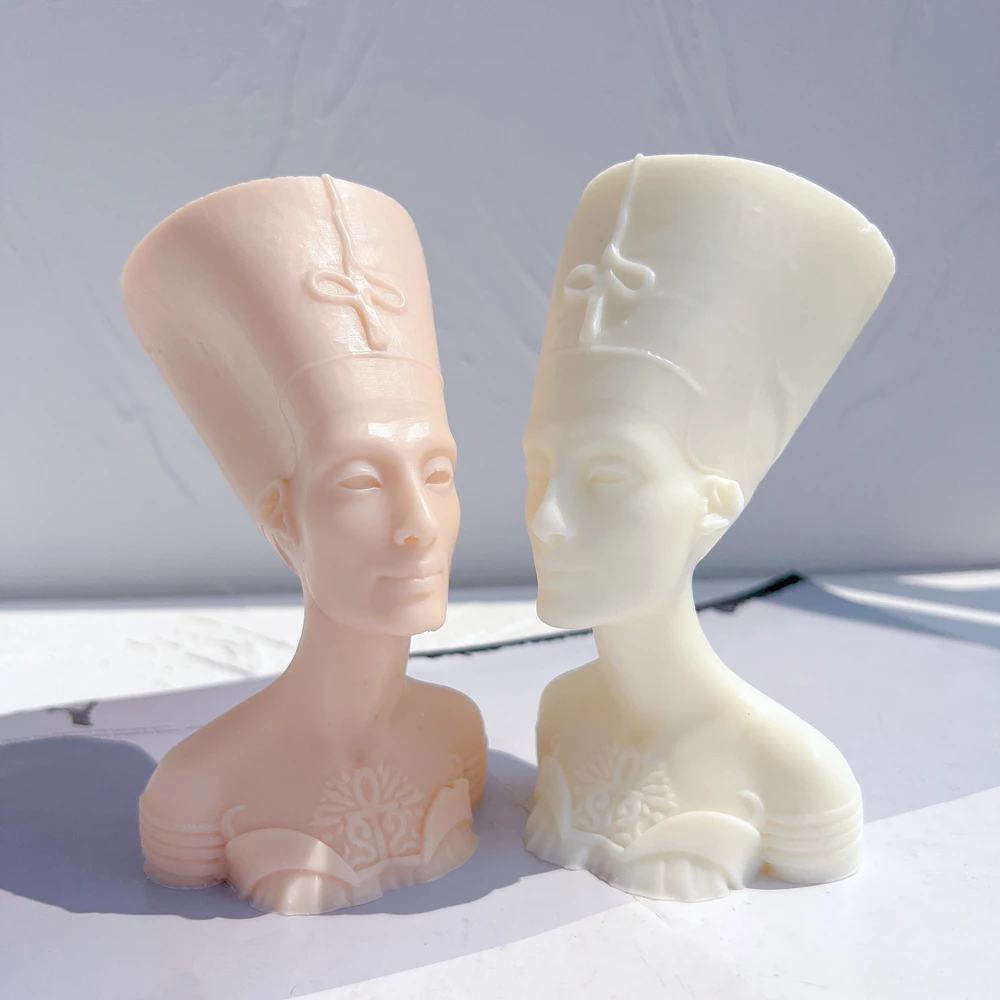 Ancient Mythology Figures Sculpture Soy Wax Mould Egypt Nefertiti Egyptian Statue Home Decoration Silicone Candle Mold