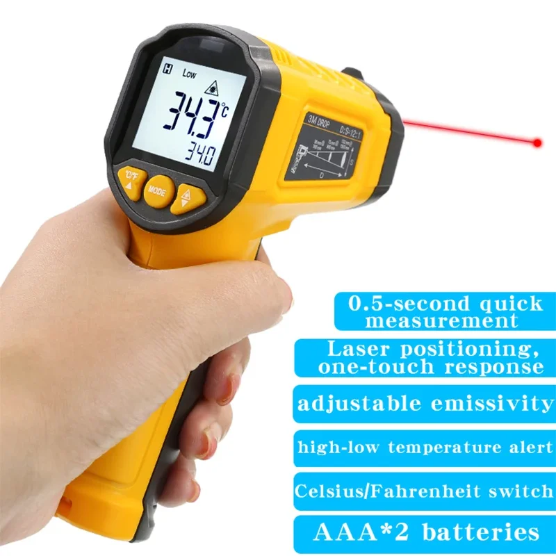 

TS380 TS600 Infrared Non-Contact Thermometer Handheld Industrial High-Precision Electronic Temperature Gauge