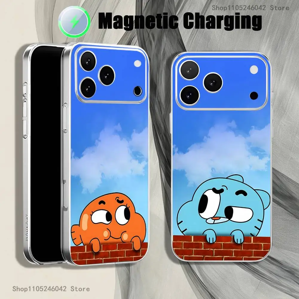 

G-Gumballs And D-Darwins Shockproof Transparent White Phone Case For iPhone 17,16,15,14,13,12,Pro,Max Magnetic Wireless Charging