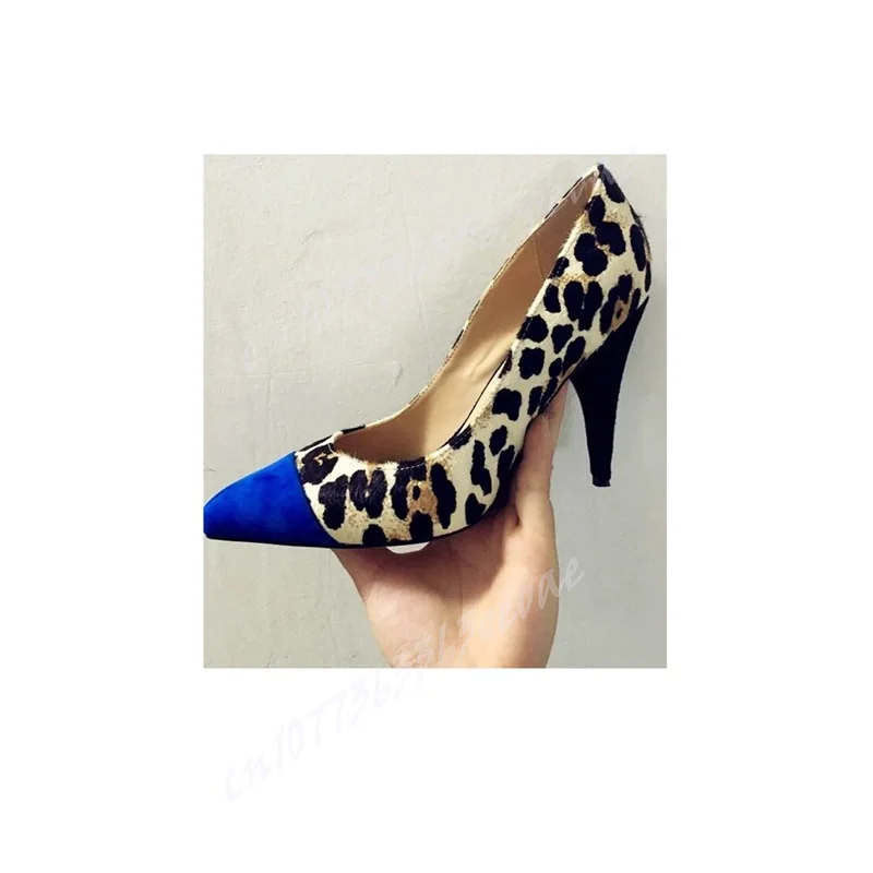 

Blue Leopard Ankle Pumps Pointed Toe Pumps Spike High Heels Shoes for Women Evening Party Sexy Shoes 2024 Zapatos Para Mujere