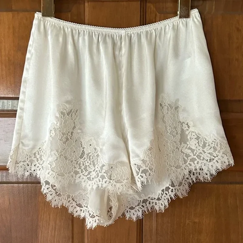 토르노바 레이스 플로럴 와이드 레그 반바지 여성용 2025 가을 신상 하이웨이스트 반바지 새틴 스플라이스 여성 캐주얼 출퇴근용