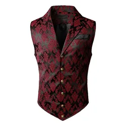 Green Paisley Formal Business Waistcoat Hombre Wedding Party Tuxedo Accesor Casual Men'S Turn-Down Collar Victorian Vest