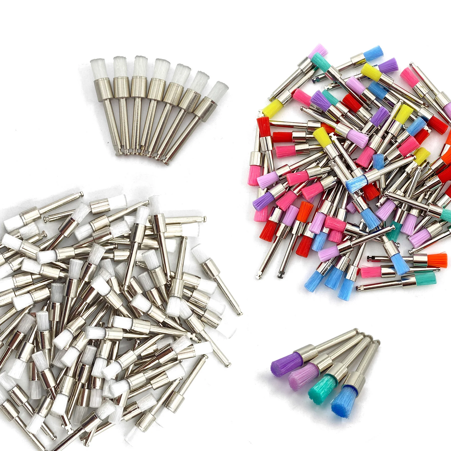 100pcs Dental Polisher Brushes with 2.35mm Shank Nylon Bristle Teeth Whitening Prophy Cup Dentist Polishing Tools