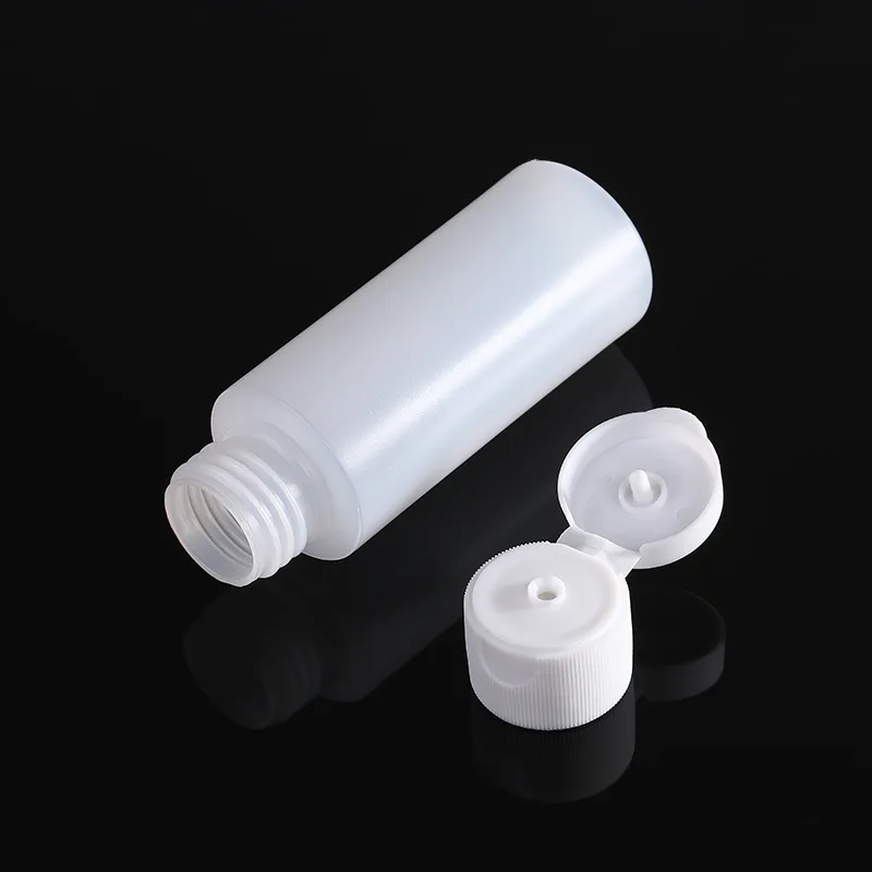 10 pz 10ml/20ml/30ml/50ml plastica traslucida squeable Flip coperchi lozione campione bottiglie viaggi cosmetici contenitori riutilizzabili