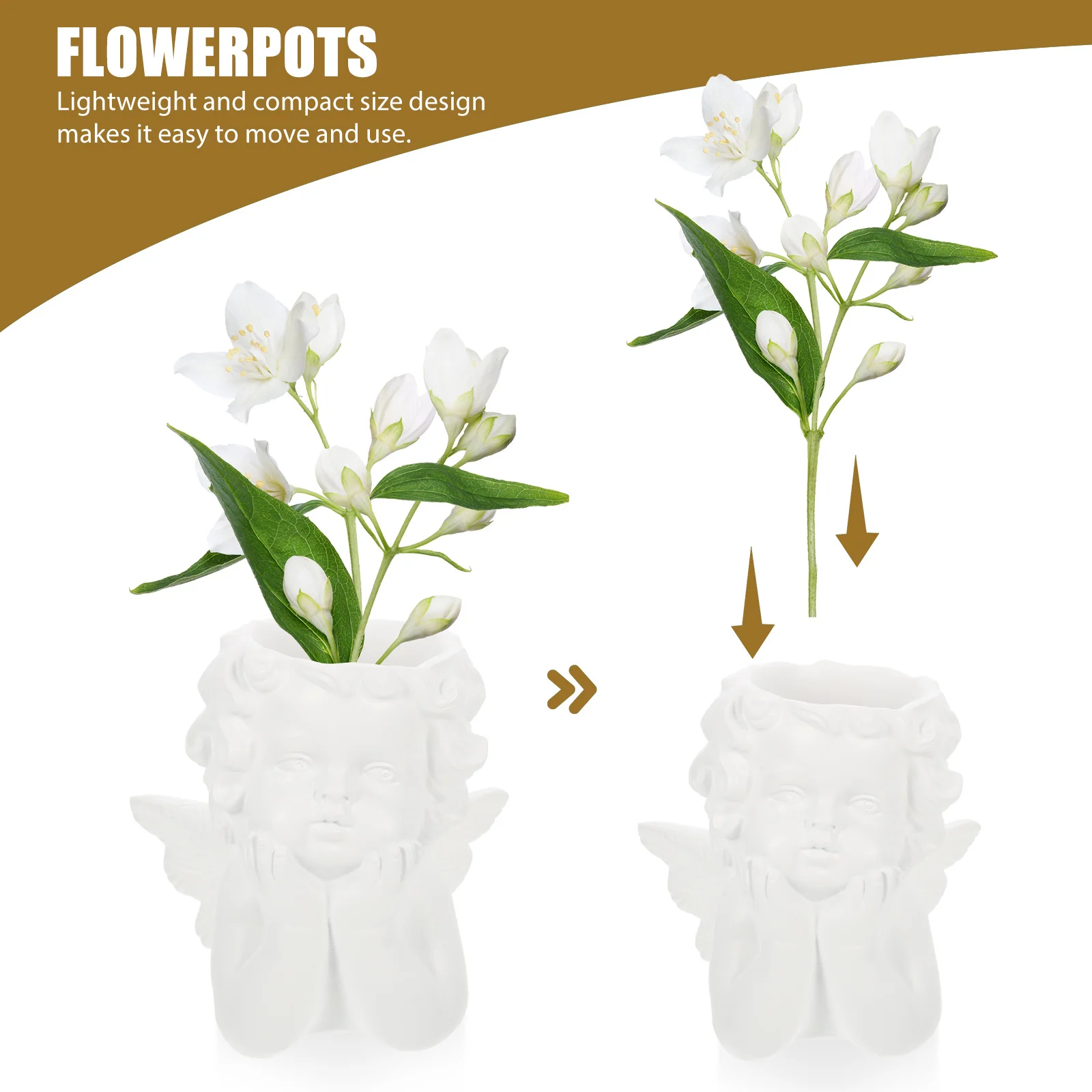 

Очаровательный цветочный горшок из смолы в виде ангела-кериба для суккулентов, для декора дома, сада, офиса, балкона (для использования в помещении и на улице)